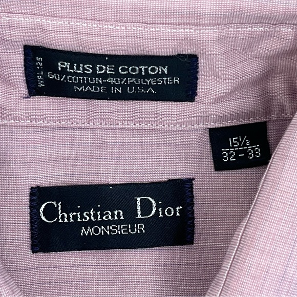 Vintage Christian Dior Shirt Adult Neck 15.5 Pink Button Up Designer Preppy Men - Picture 5 of 12